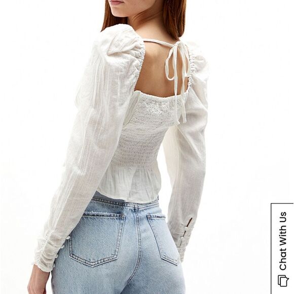 Free People Chloe puff sleeve blouse in white.Size M - Picture 5 of 16